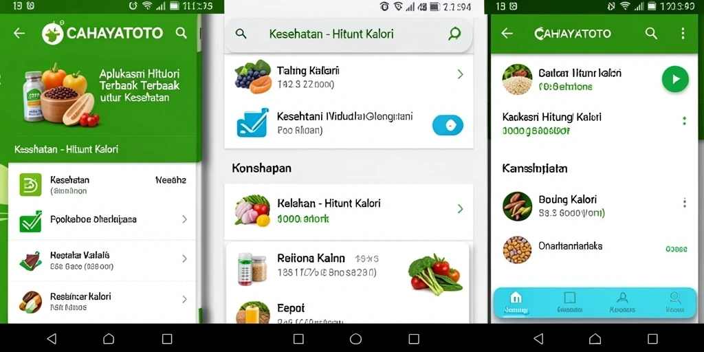 Antarmuka CAHAYATOTO menampilkan fitur Hitung Kalori yang user-friendly.