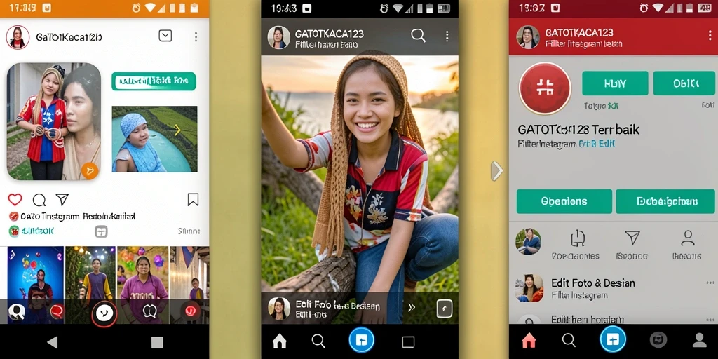 Antarmuka GATOTKACA123 menampilkan pilihan filter Instagram yang beragam dan menarik.