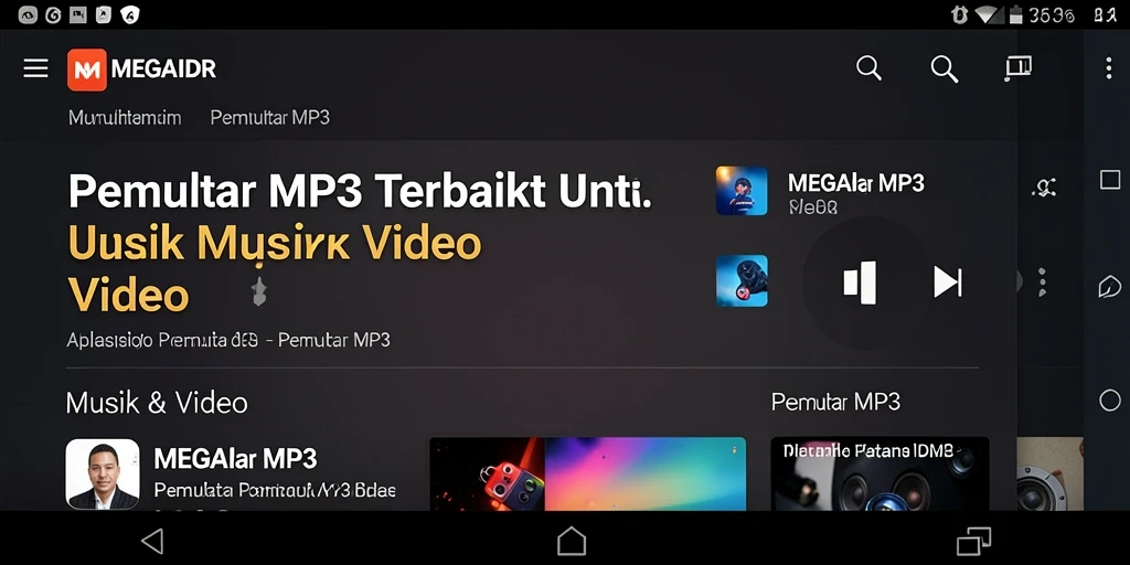 Antarmuka sederhana dan fungsional dari MEGAIDR Pemutar MP3.